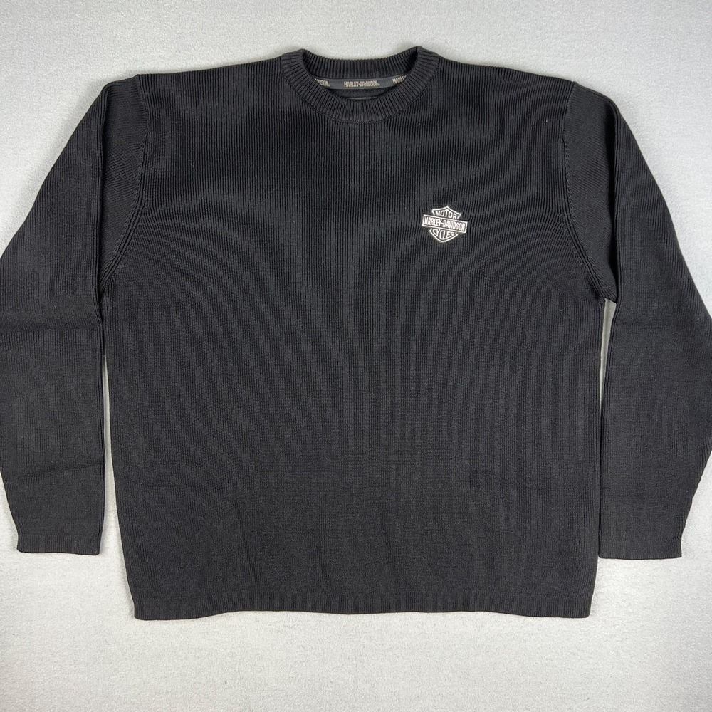 VTG Harley Davidson Knit Sweater Mens XL Embroidered‎ Hong Kong 1990s Cotton